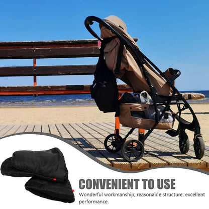 Windproof Stroller Mittens for Winter, Insulated Black Hand Muff