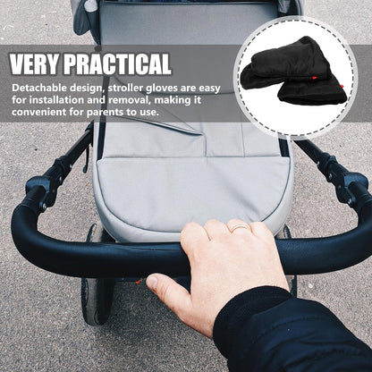 Windproof Stroller Mittens for Winter, Insulated Black Hand Muff