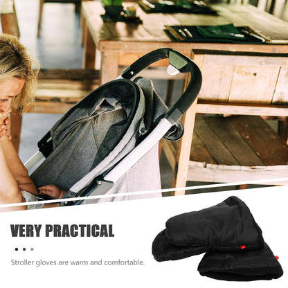 Windproof Stroller Mittens for Winter, Insulated Black Hand Muff