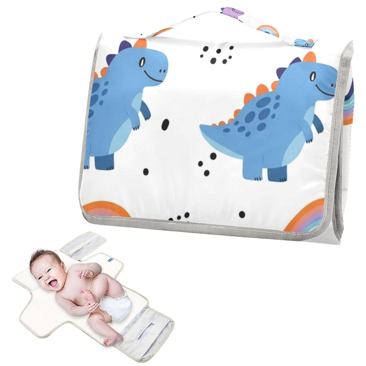 Dinosaurs Rainbows Print Portable Diaper Changing Pad for Family