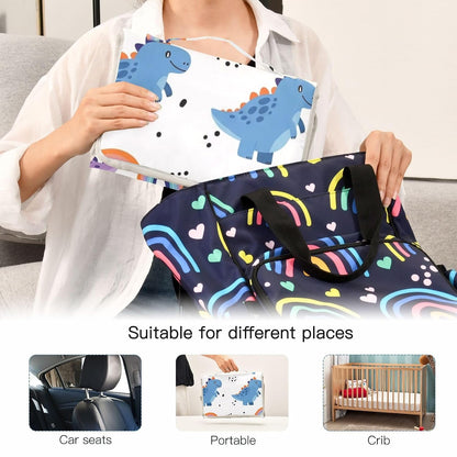 Dinosaurs Rainbows Print Portable Diaper Changing Pad for Family