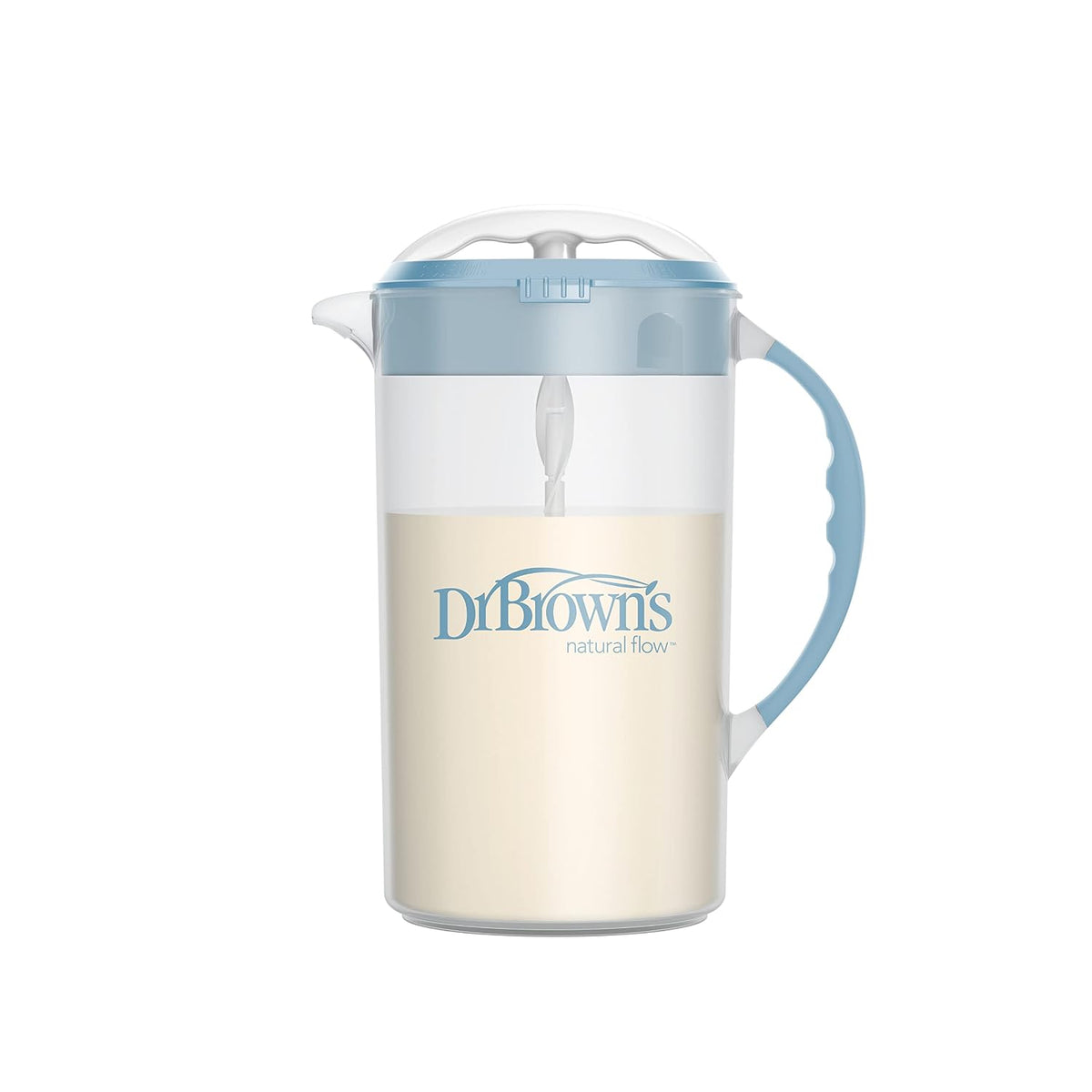 Baby Formula Mixing Pitcher, 32oz & Formula Dispenser for Travel with Snap-On Lid, Blue & Gray