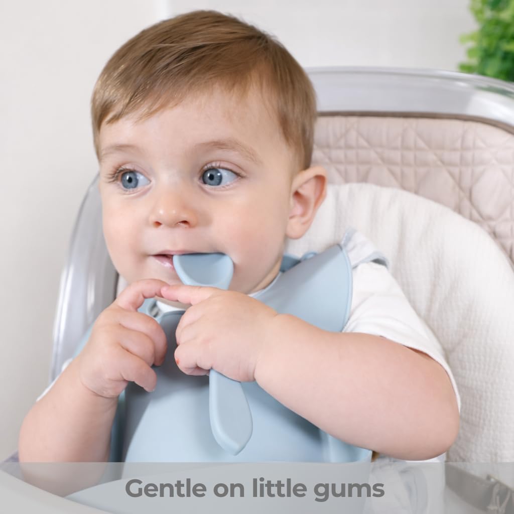 Silicone Baby Feeding Set Bundle, Dusty Blue