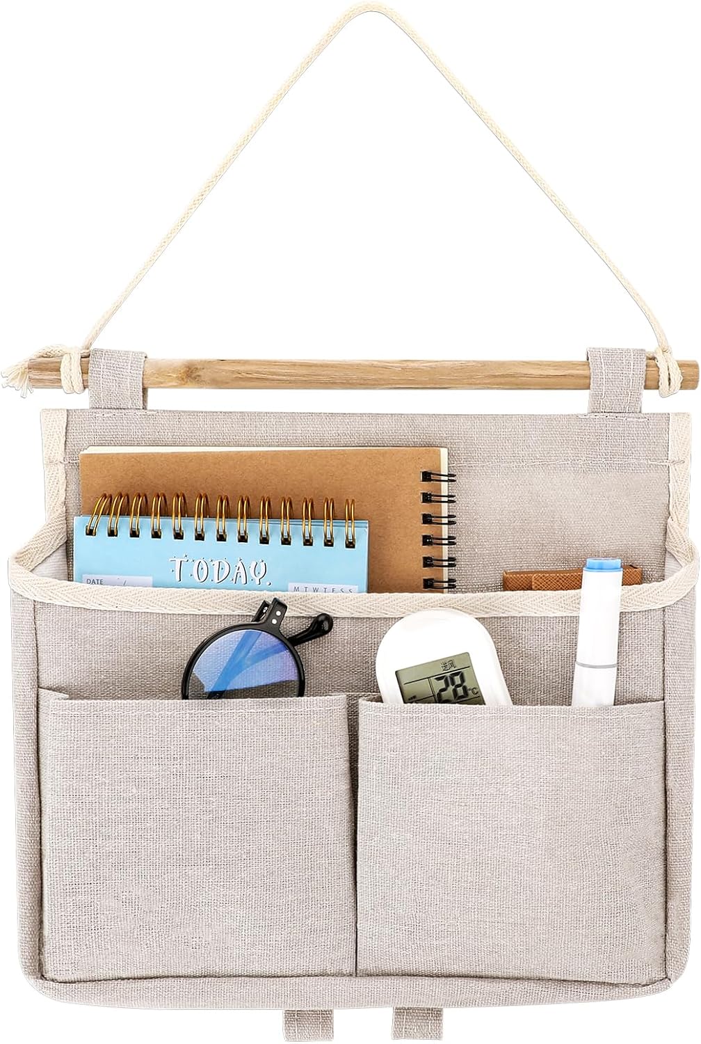 Hanging Canvas Organizer, Wall Door Closet Hanging Storage Bag Organizer Wall Mount Storage for Bedroom Bathroom Office Kitchen(White)