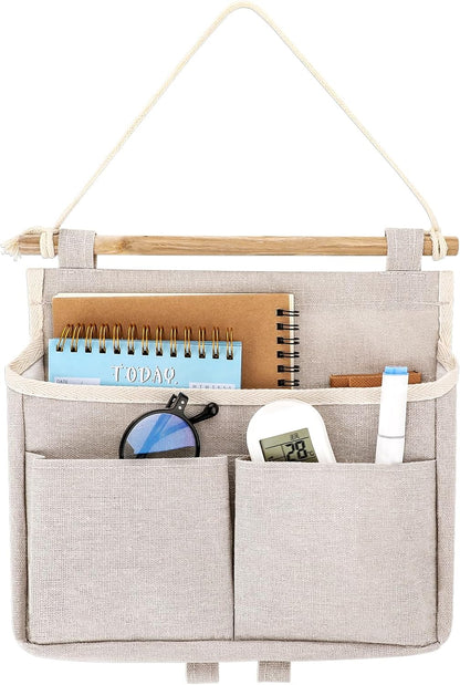Hanging Canvas Organizer, Wall Door Closet Hanging Storage Bag Organizer Wall Mount Storage for Bedroom Bathroom Office Kitchen(White)