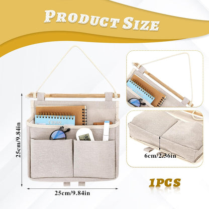 Hanging Canvas Organizer, Wall Door Closet Hanging Storage Bag Organizer Wall Mount Storage for Bedroom Bathroom Office Kitchen(White)