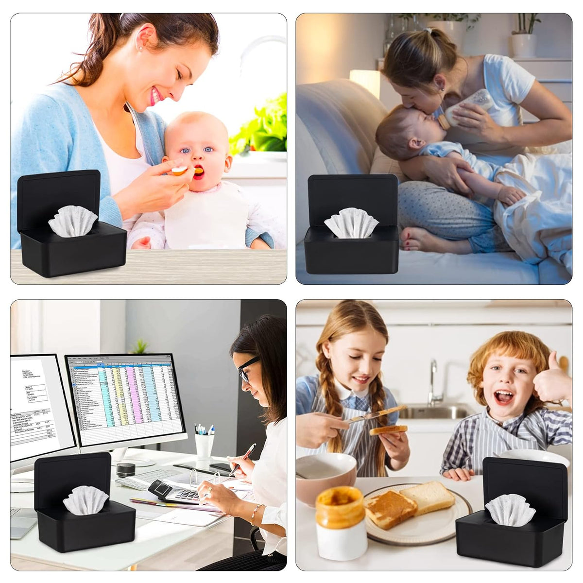 Baby Wipes Dispenser, Wipe Holder for Baby & Adult,Keeps Wet Tissue Fresh, Non-Slip Wipes Case, Flushable Wipe Container with Sealing Design Lid