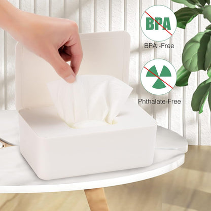 Baby Wipes Dispenser, Wipe Holder for Baby & Adult,Keeps Wet Tissue Fresh, Non-Slip Wipes Case, Flushable Wipe Container with Sealing Design Lid