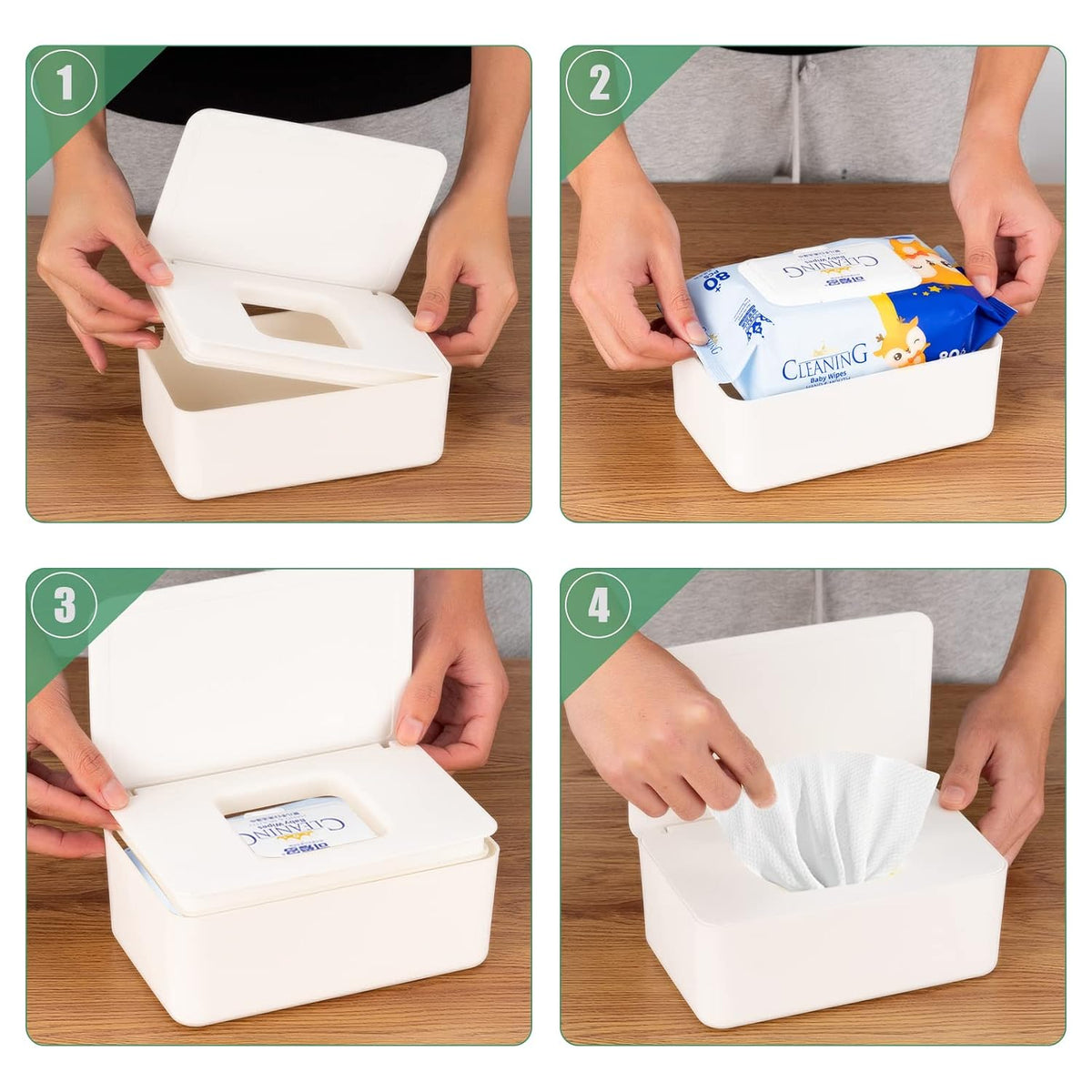 Baby Wipes Dispenser, Wipe Holder for Baby & Adult,Keeps Wet Tissue Fresh, Non-Slip Wipes Case, Flushable Wipe Container with Sealing Design Lid