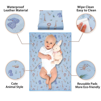 Wipeable Portable Changing Pad, PU Leather Diaper Changing Mat for Travel
