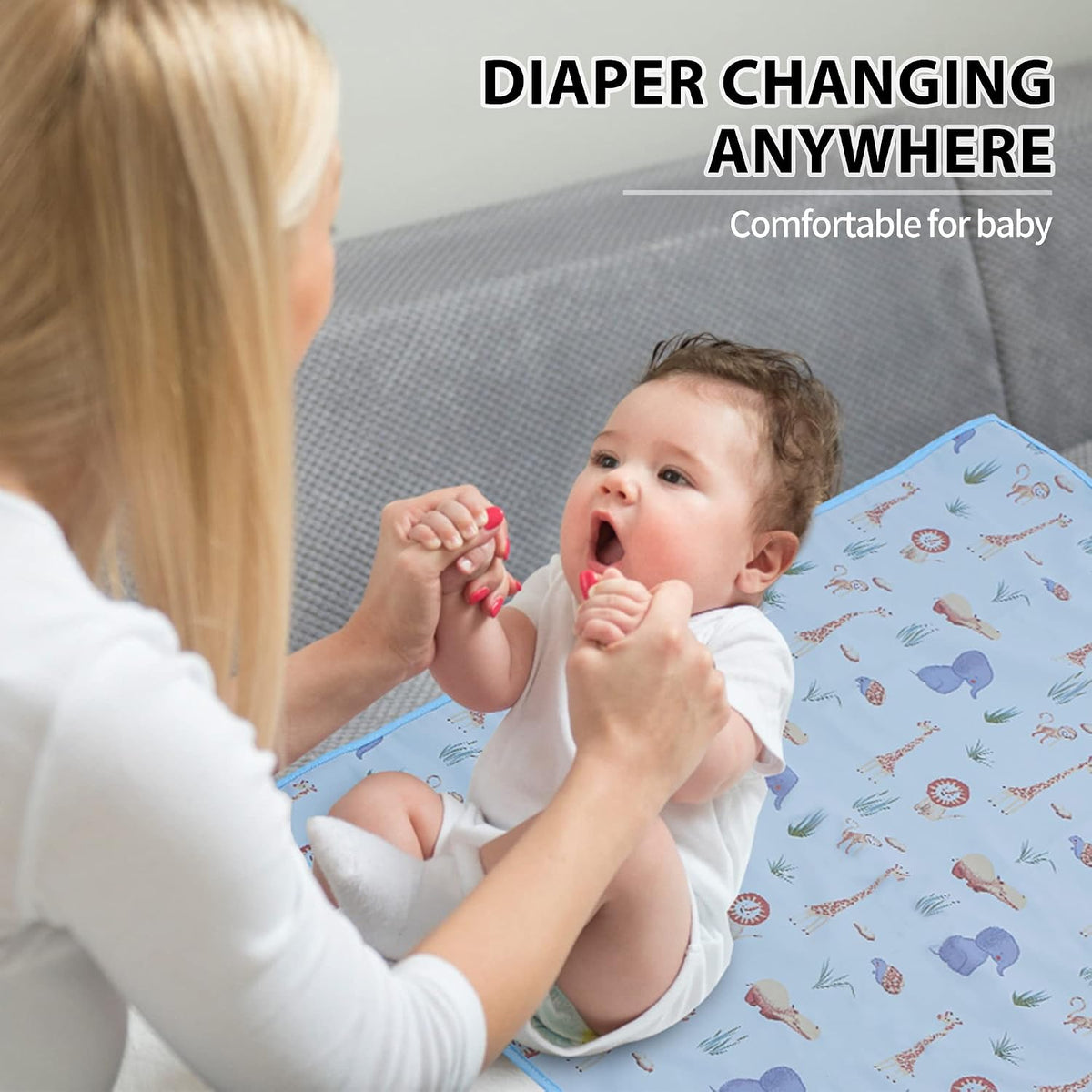 Wipeable Portable Changing Pad, PU Leather Diaper Changing Mat for Travel
