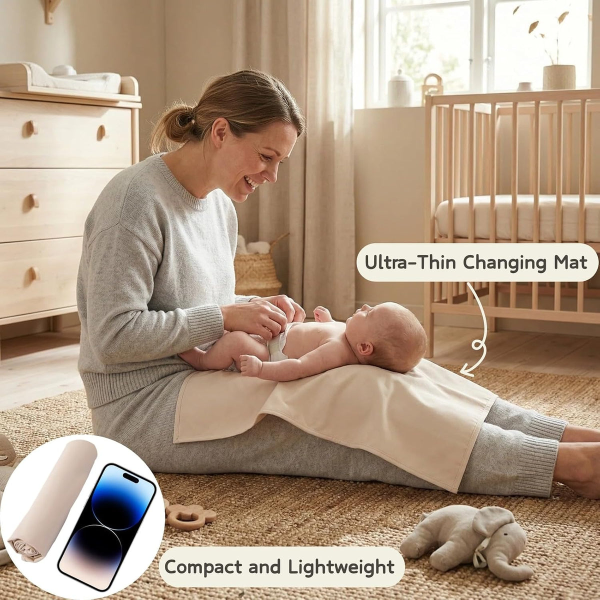 Wipeable Portable Changing Pad, PU Leather Diaper Changing Mat for Travel