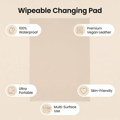 Wipeable Portable Changing Pad, PU Leather Diaper Changing Mat for Travel
