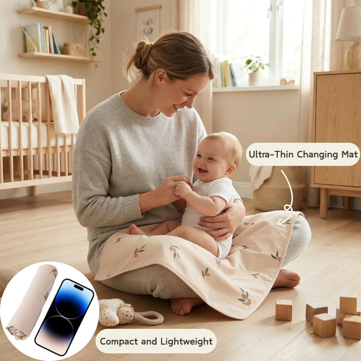 Wipeable Portable Changing Pad, PU Leather Diaper Changing Mat for Travel