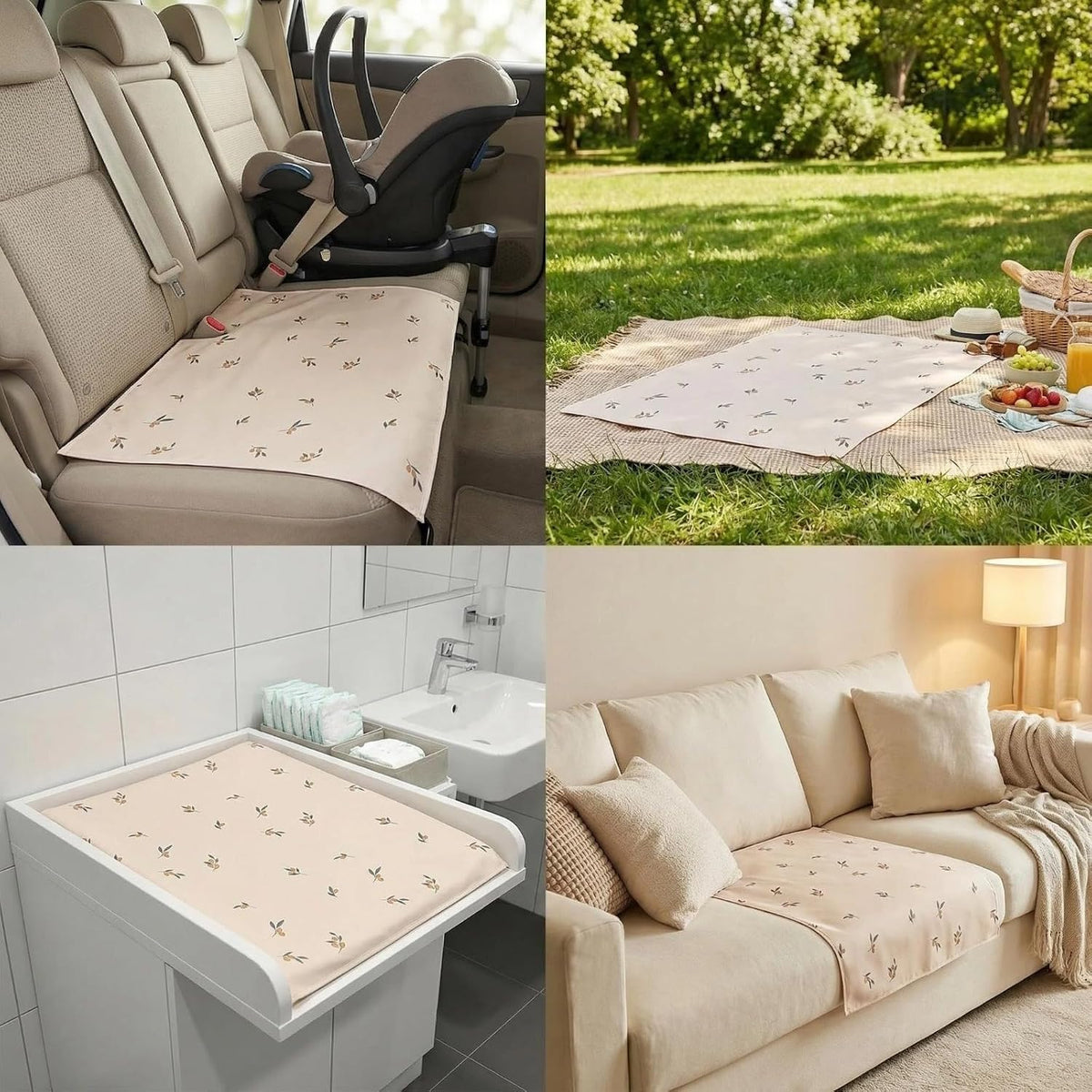 Wipeable Portable Changing Pad, PU Leather Diaper Changing Mat for Travel