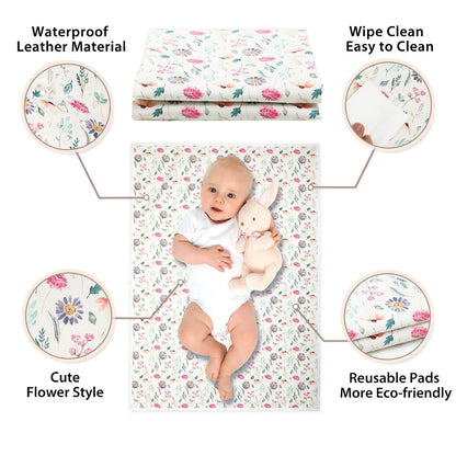 Wipeable Portable Changing Pad, PU Leather Diaper Changing Mat for Travel