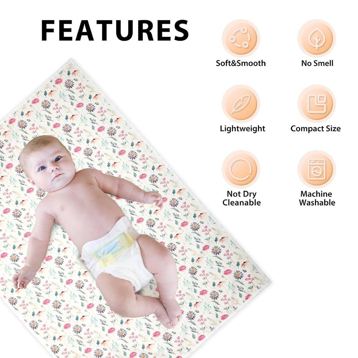 Wipeable Portable Changing Pad, PU Leather Diaper Changing Mat for Travel