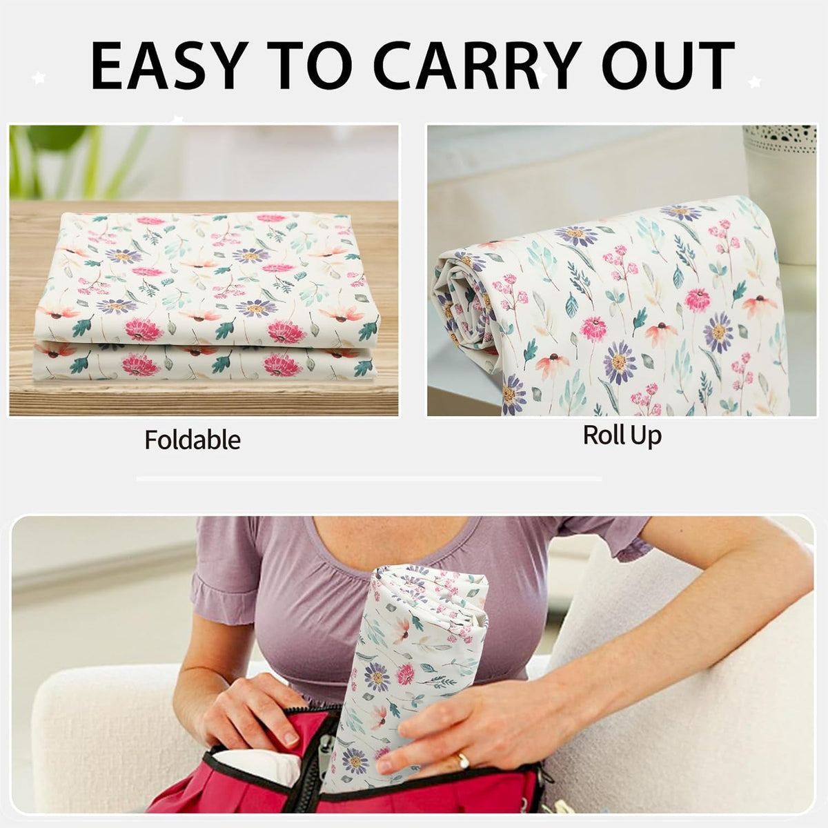 Wipeable Portable Changing Pad, PU Leather Diaper Changing Mat for Travel