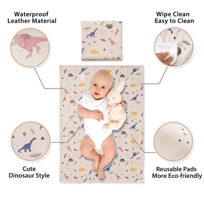 Wipeable Portable Changing Pad, PU Leather Diaper Changing Mat for Travel