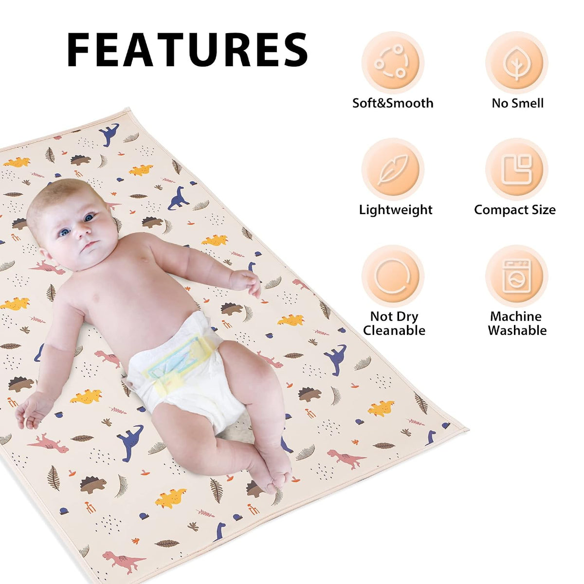 Wipeable Portable Changing Pad, PU Leather Diaper Changing Mat for Travel