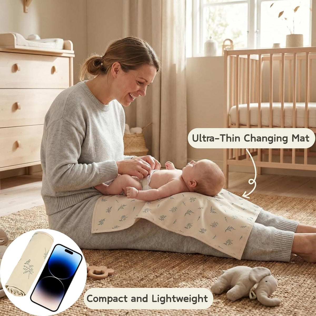 Wipeable Portable Changing Pad, PU Leather Diaper Changing Mat for Travel