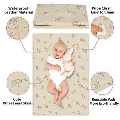 Wipeable Portable Changing Pad, PU Leather Diaper Changing Mat for Travel