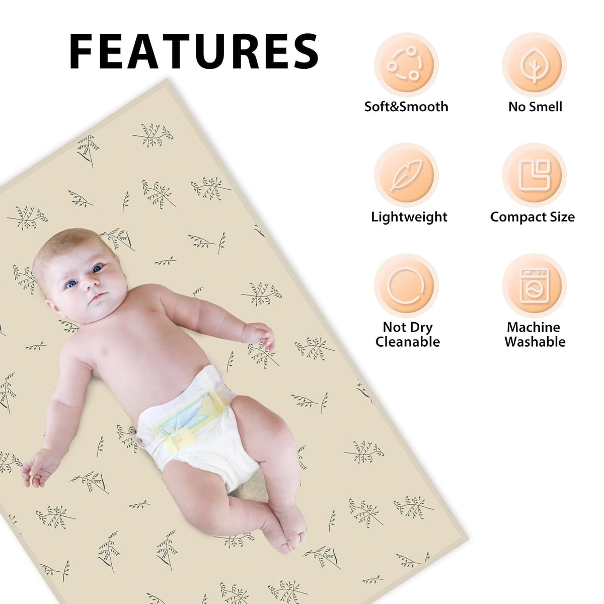 Wipeable Portable Changing Pad, PU Leather Diaper Changing Mat for Travel