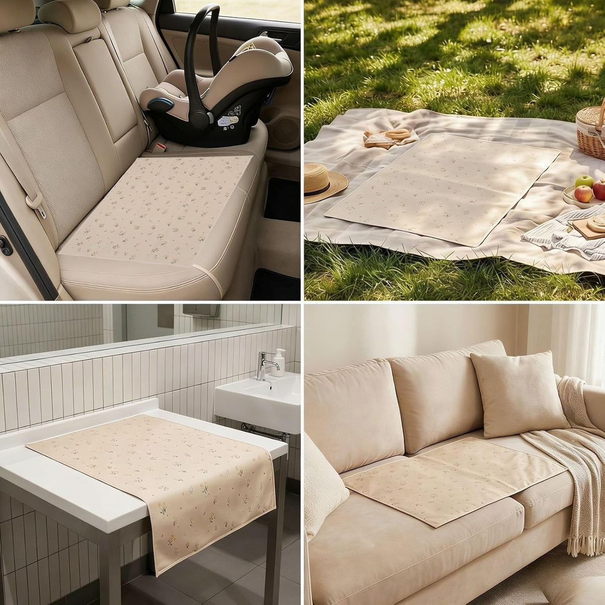 Wipeable Portable Changing Pad, PU Leather Diaper Changing Mat for Travel
