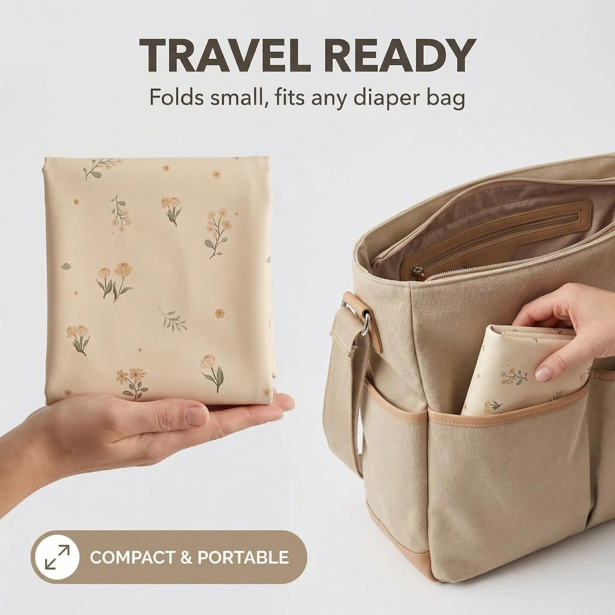 Wipeable Portable Changing Pad, PU Leather Diaper Changing Mat for Travel