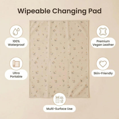 Wipeable Portable Changing Pad, PU Leather Diaper Changing Mat for Travel