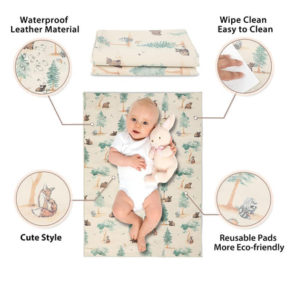 Wipeable Portable Changing Pad, PU Leather Diaper Changing Mat for Travel