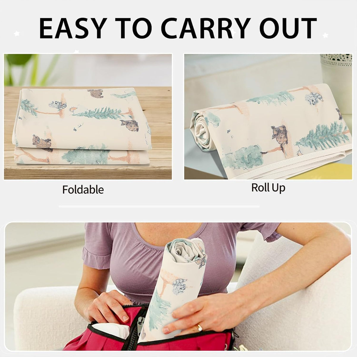 Wipeable Portable Changing Pad, PU Leather Diaper Changing Mat for Travel