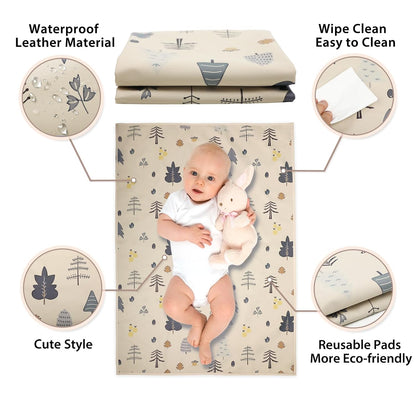Wipeable Portable Changing Pad, PU Leather Diaper Changing Mat for Travel