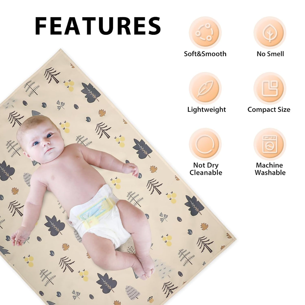 Wipeable Portable Changing Pad, PU Leather Diaper Changing Mat for Travel