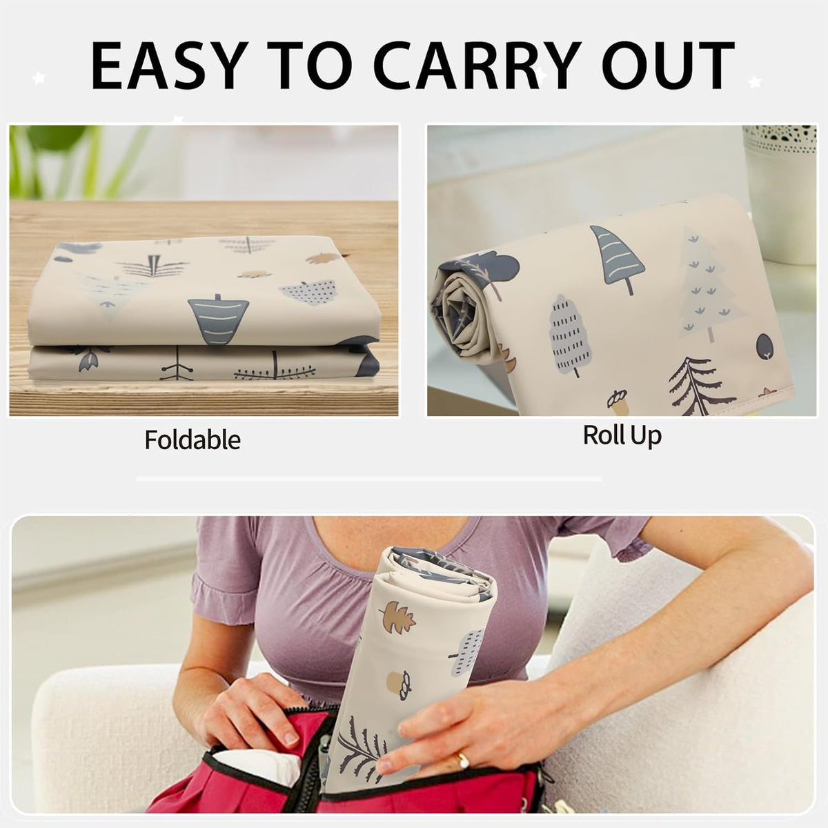 Wipeable Portable Changing Pad, PU Leather Diaper Changing Mat for Travel
