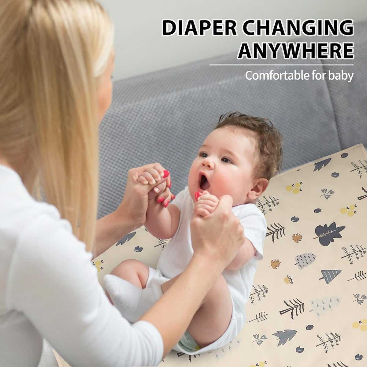 Wipeable Portable Changing Pad, PU Leather Diaper Changing Mat for Travel