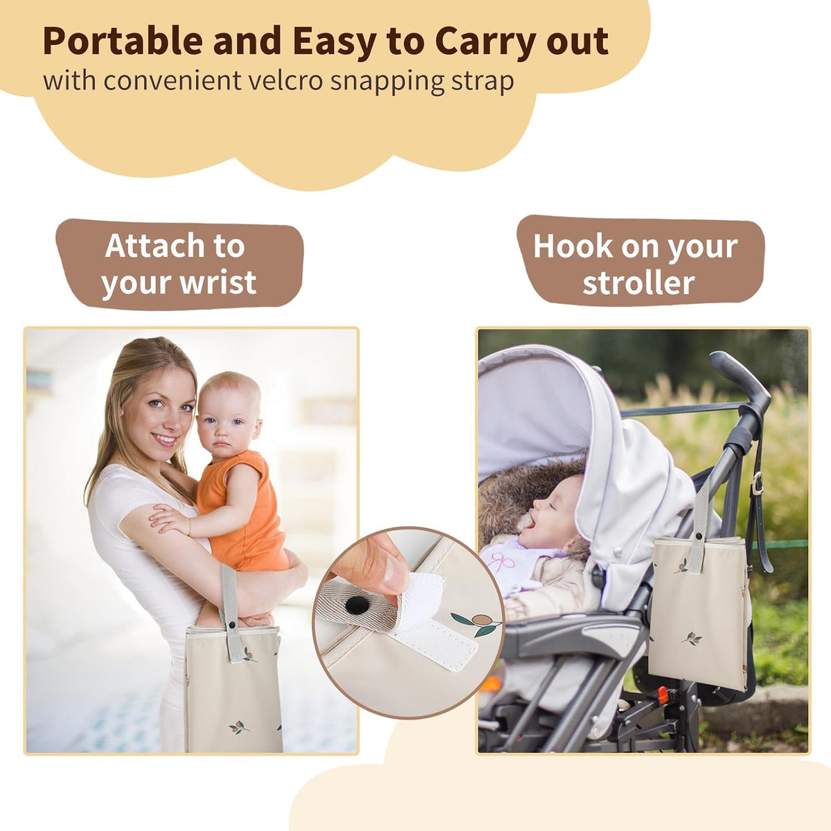 Wipeable Portable Changing Pad, PU Leather Diaper Changing Mat for Travel