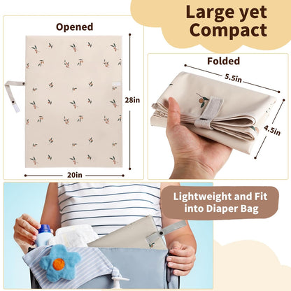Wipeable Portable Changing Pad, PU Leather Diaper Changing Mat for Travel