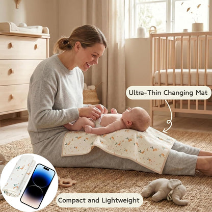 Wipeable Portable Changing Pad, PU Leather Diaper Changing Mat for Travel