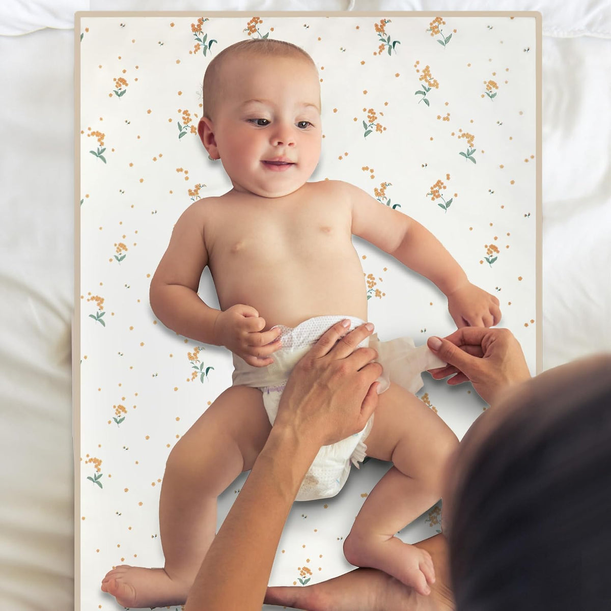 Wipeable Portable Changing Pad, PU Leather Diaper Changing Mat for Travel
