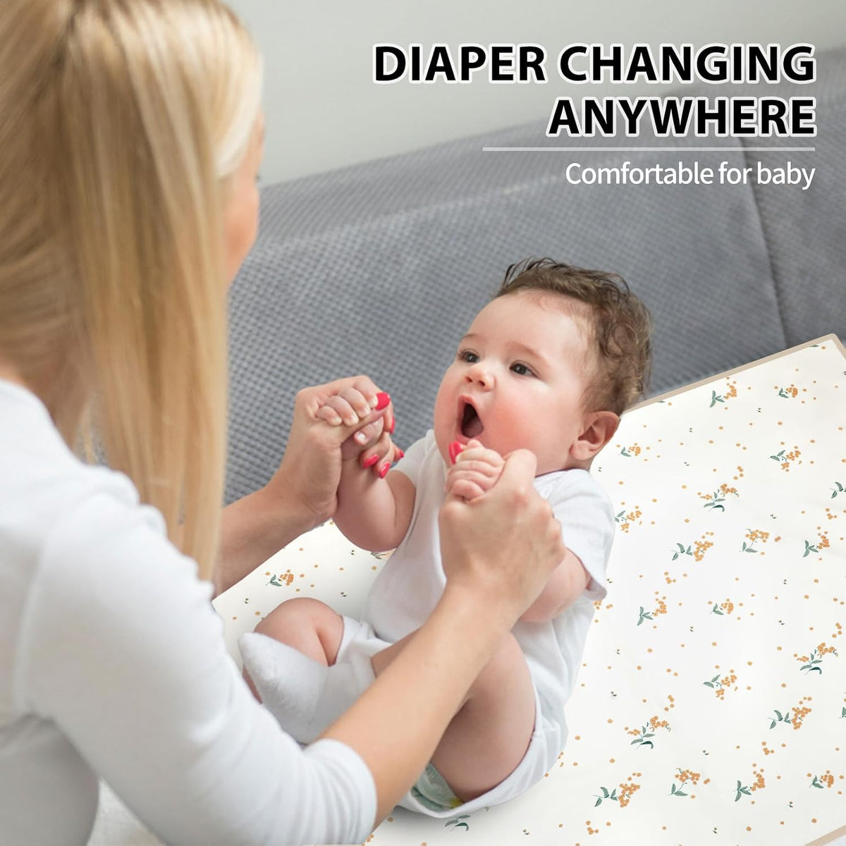 Wipeable Portable Changing Pad, PU Leather Diaper Changing Mat for Travel