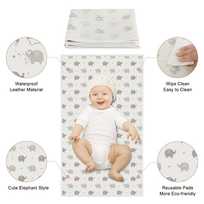 Wipeable Portable Changing Pad, PU Leather Diaper Changing Mat for Travel