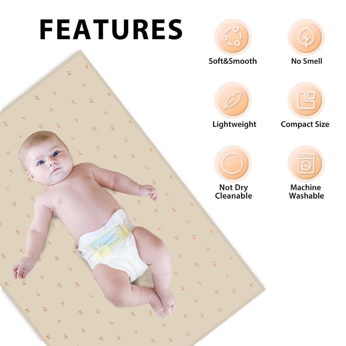 Wipeable Portable Changing Pad, PU Leather Diaper Changing Mat for Travel