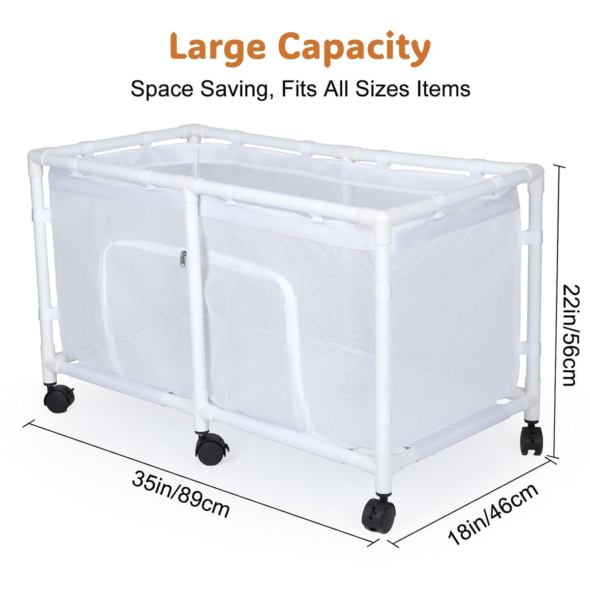 Toy Box for Girls Boys with See-Through Mesh & 360° Rotating Wheels