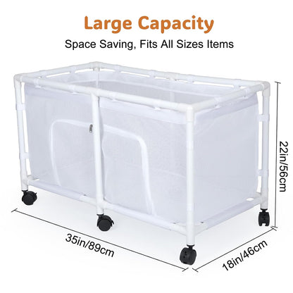 Toy Box for Girls Boys with See-Through Mesh & 360° Rotating Wheels