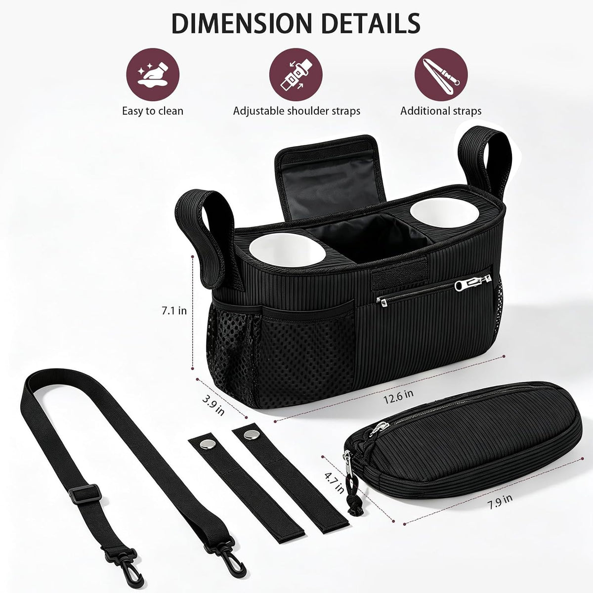 Femuar Universal Stroller Organizer, Stroller Caddy with Cup Holder