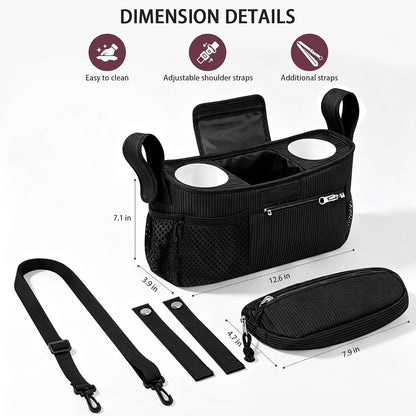 Femuar Universal Stroller Organizer, Stroller Caddy with Cup Holder