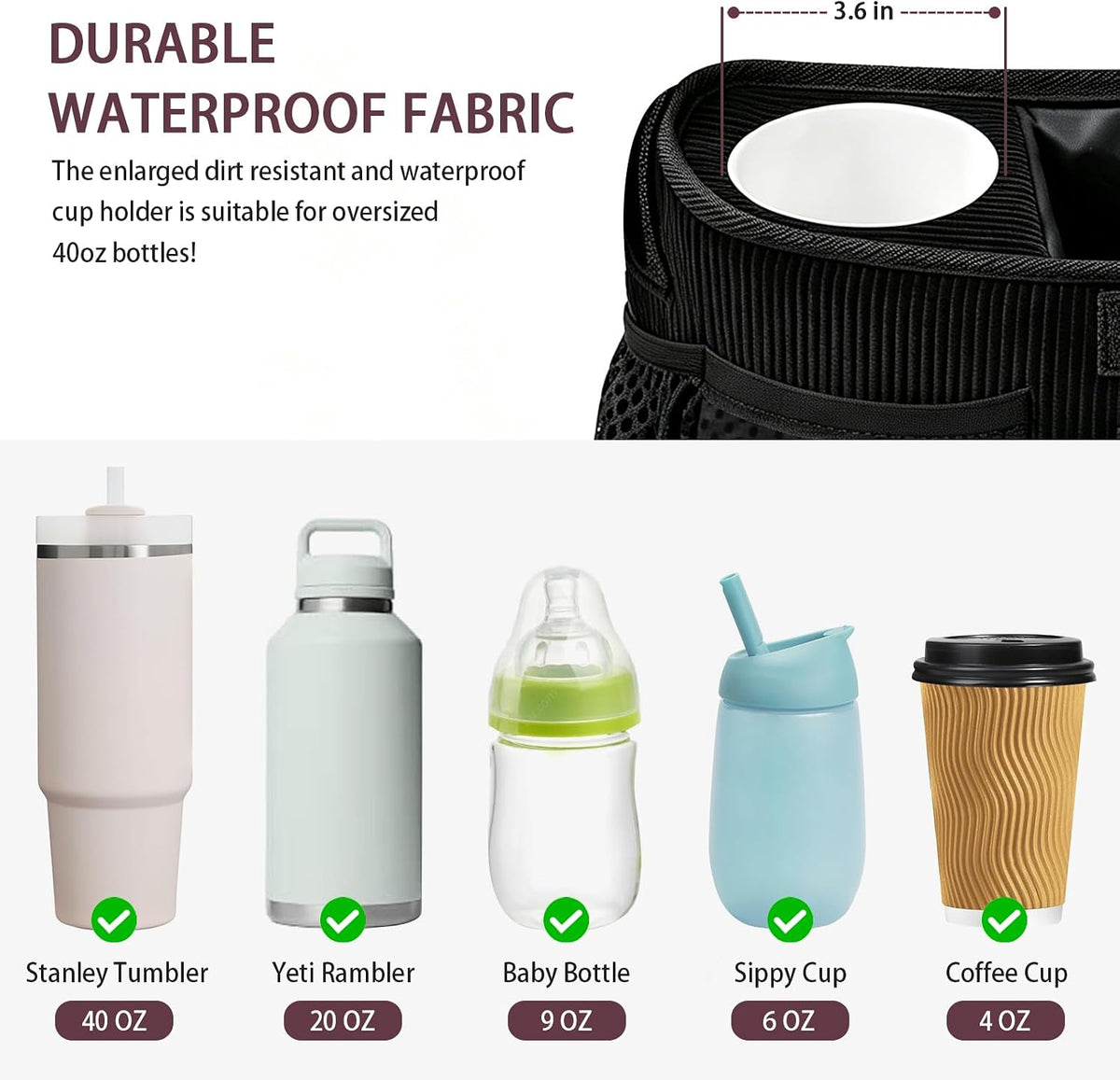 Femuar Universal Stroller Organizer, Stroller Caddy with Cup Holder