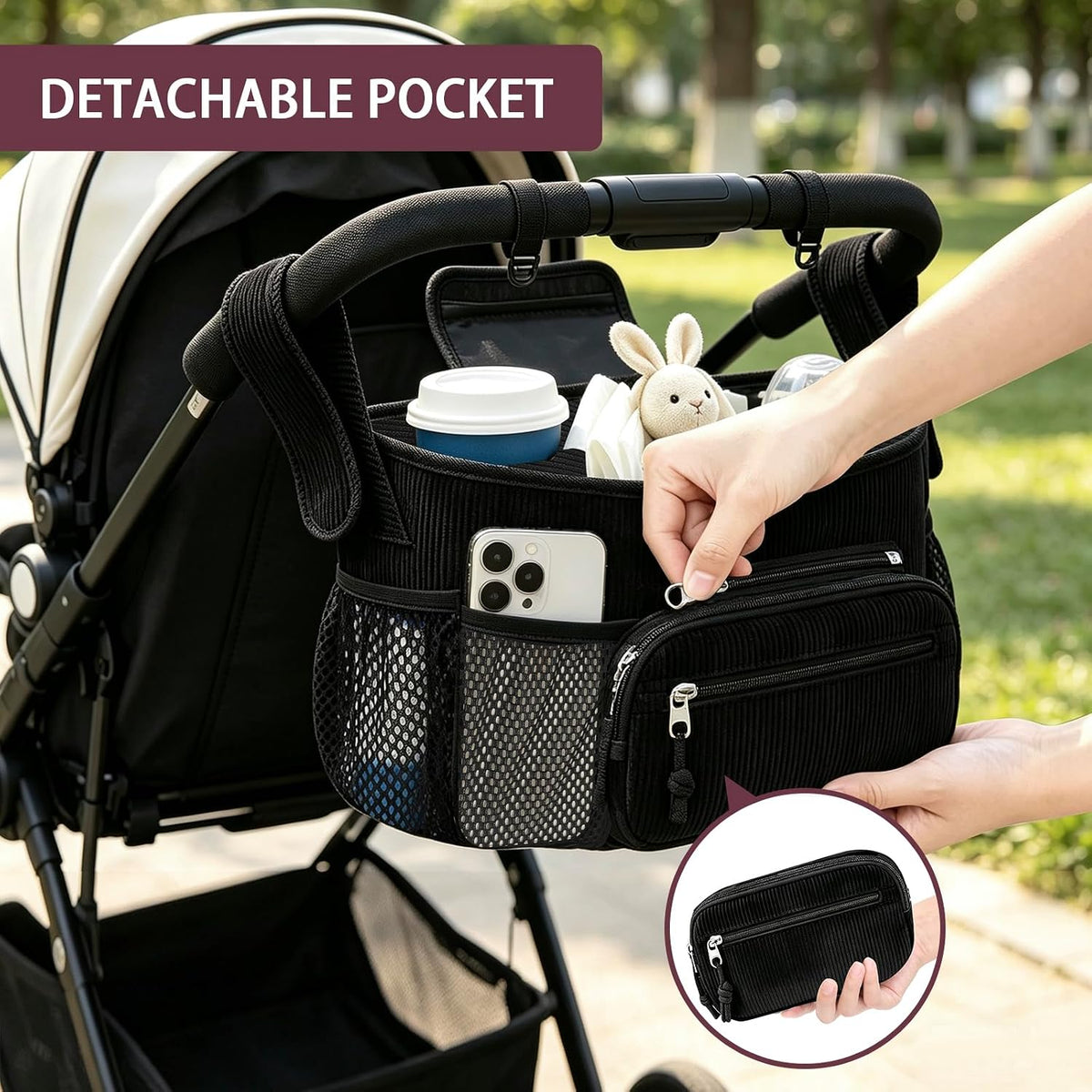 Femuar Universal Stroller Organizer, Stroller Caddy with Cup Holder