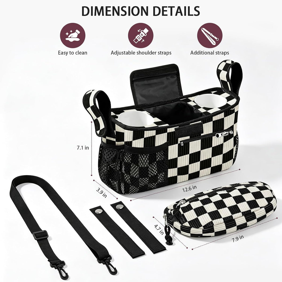 Femuar Universal Stroller Organizer, Stroller Caddy with Cup Holder